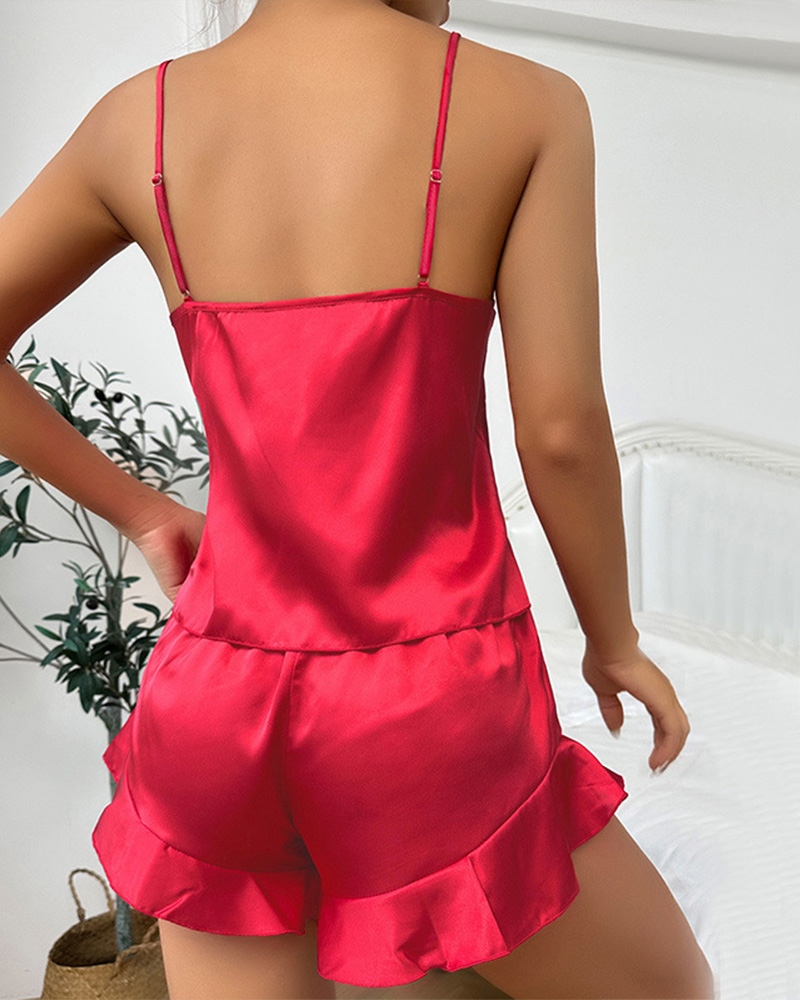 Halter Shorts Nightgown Three-Piece Home Suit