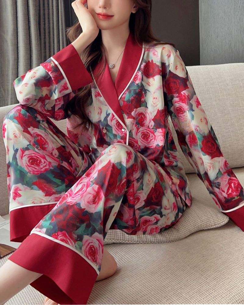 Ice Silk Printed Casual Pajamas
