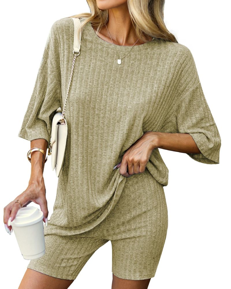 Knit Pajamas 2 Piece Lounge Sets
