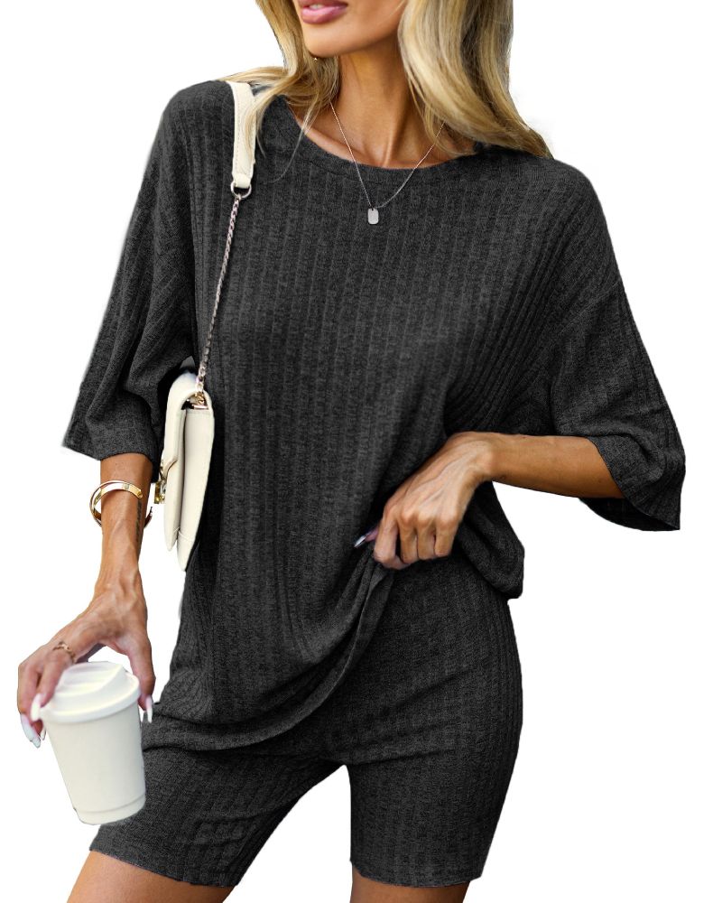 Knit Pajamas 2 Piece Lounge Sets