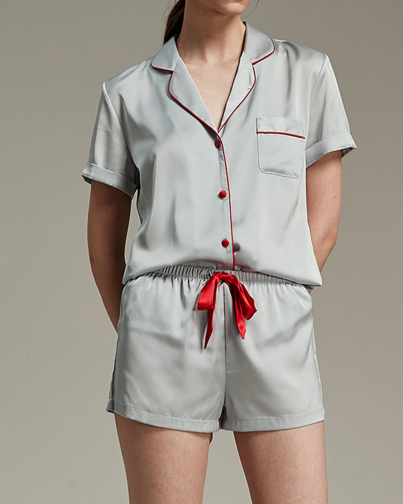 Ice Silk Pajamas Short Sleeve Set