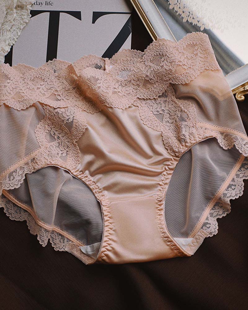 Women's Plus Size Underwear, Ladies Sexy Lace High Waisted Panties, Soft Full Breathable Briefs