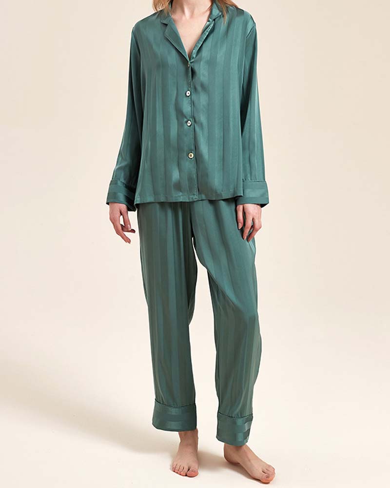 Fine Double Sided Jacquard Striped Silk Loungewear