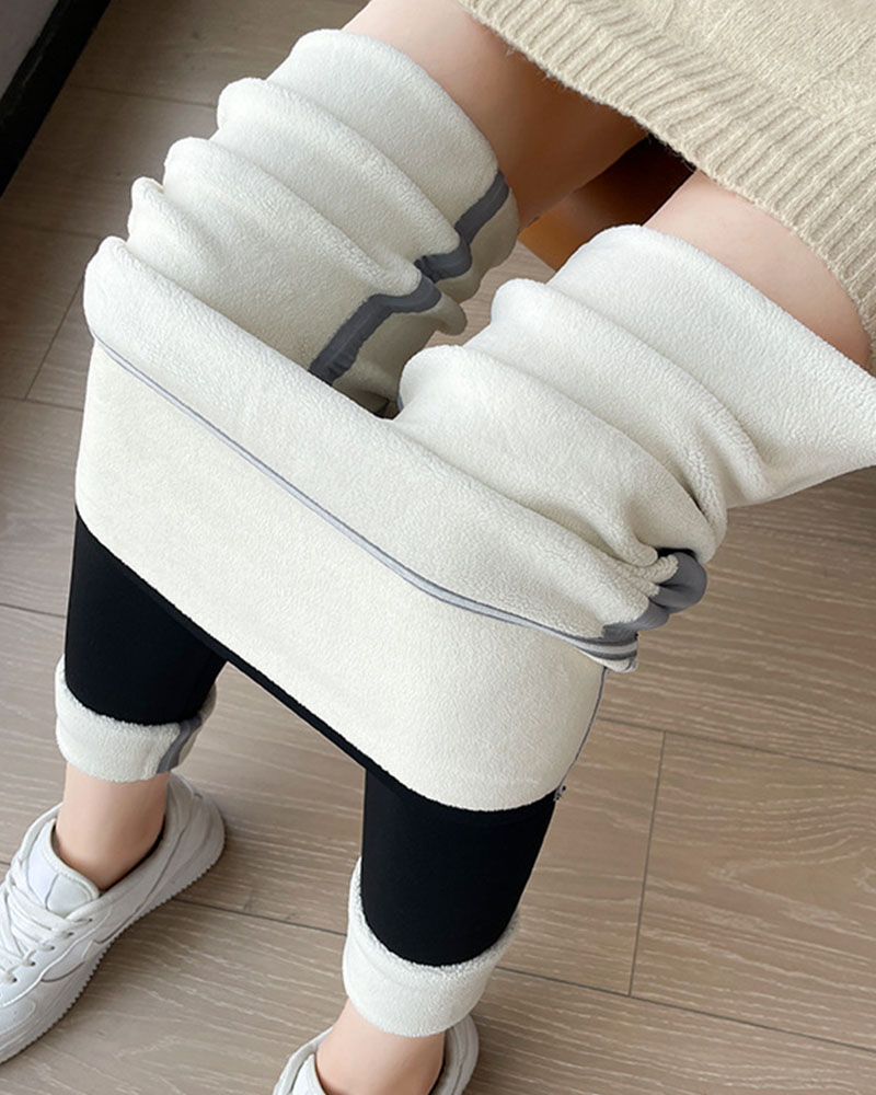 Lamb Fleece Hip Lift Stretch Leggings
