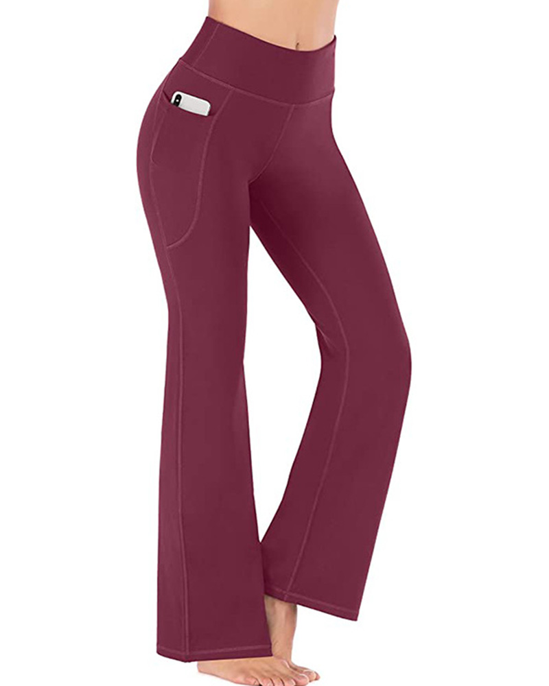 High Waisted Elastic Tummy Control Flared Yoga Pants