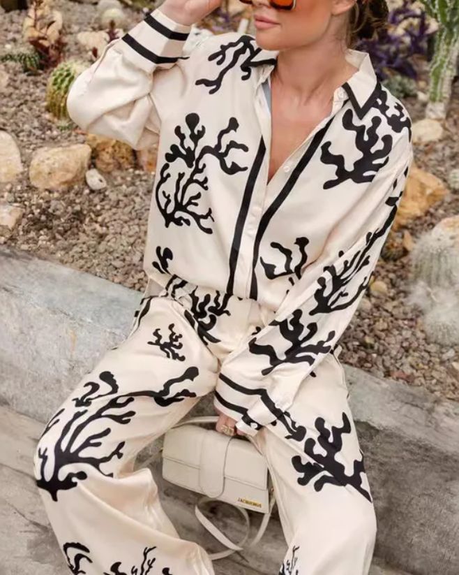 Satin Casual Two Piece Set