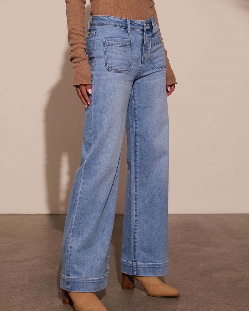 Astylish Women's Wide Leg Jeans High Waisted Stretchy Straight Leg Jeans Loose Trendy Denim Pants with Pocket