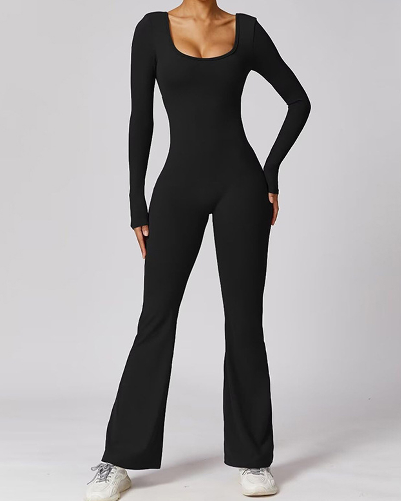 Beautiful Back Long Sleeve Yoga Jumpsuit