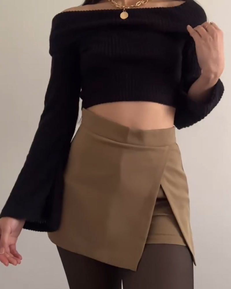 Front Slit Hip Shorts Skirt