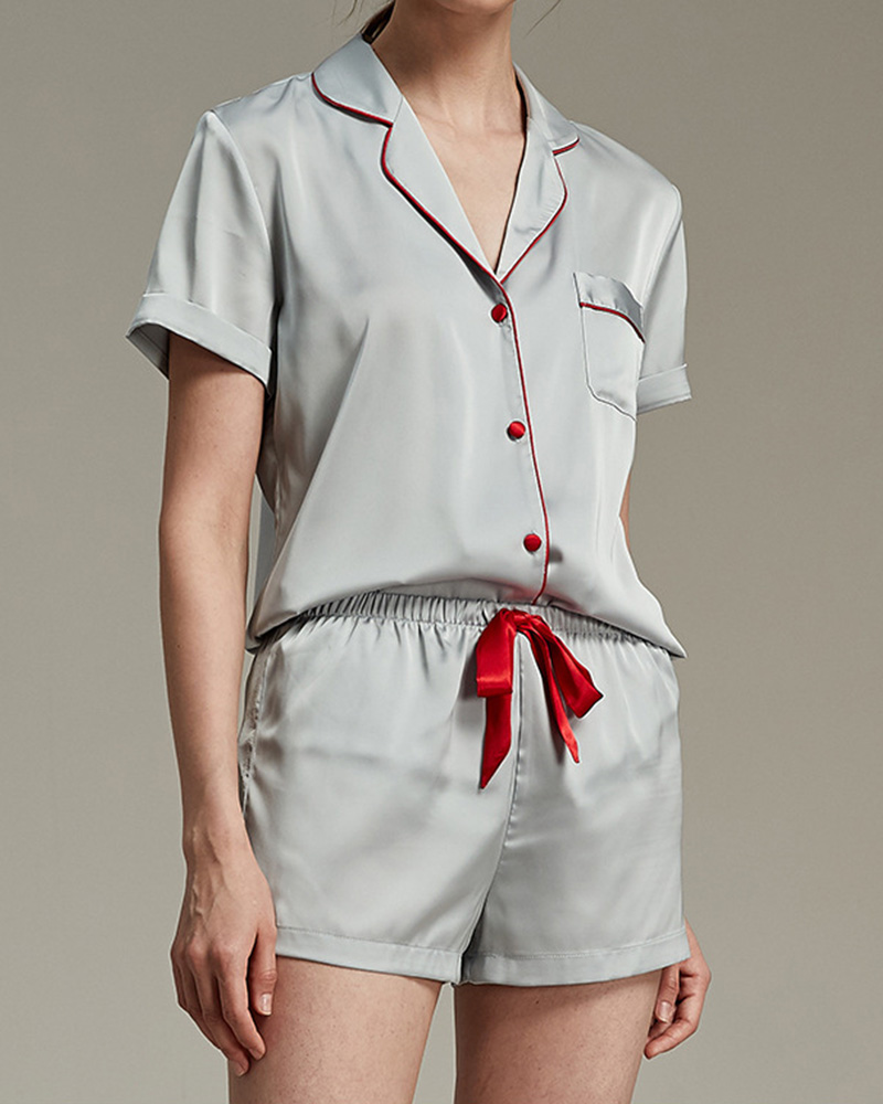 Ice Silk Pajamas Short Sleeve Set