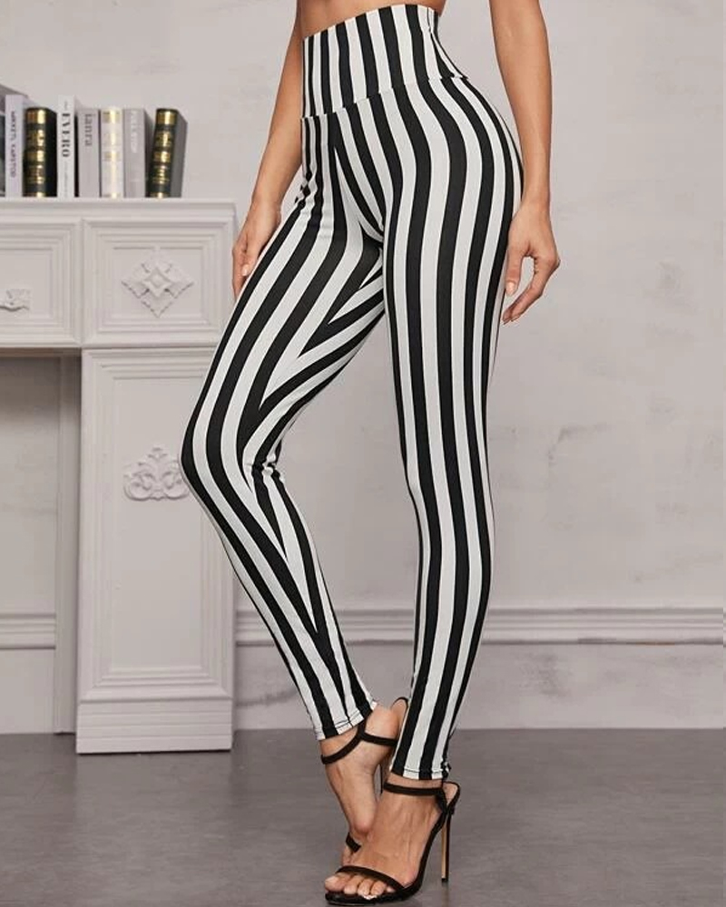 Striped High Waist Yoga Pants Leggings