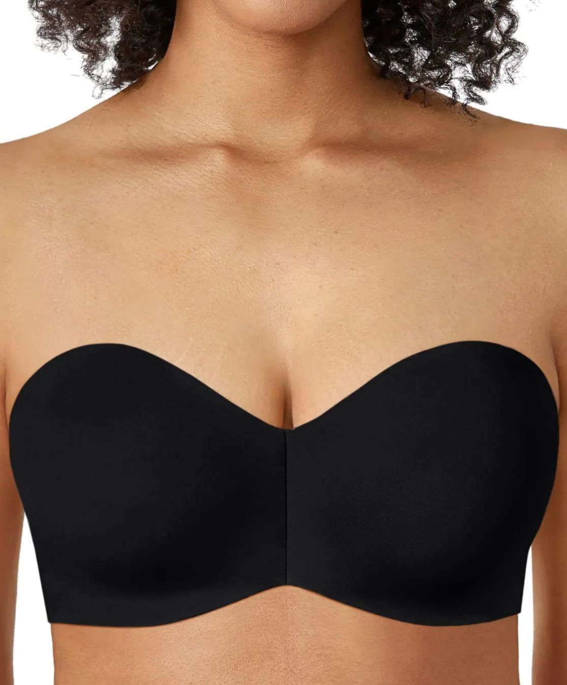 Women's Strapless Bra Plunge Push Up for Big Busted Seamless Slightly Lined Support Lift Plus Size Invisible