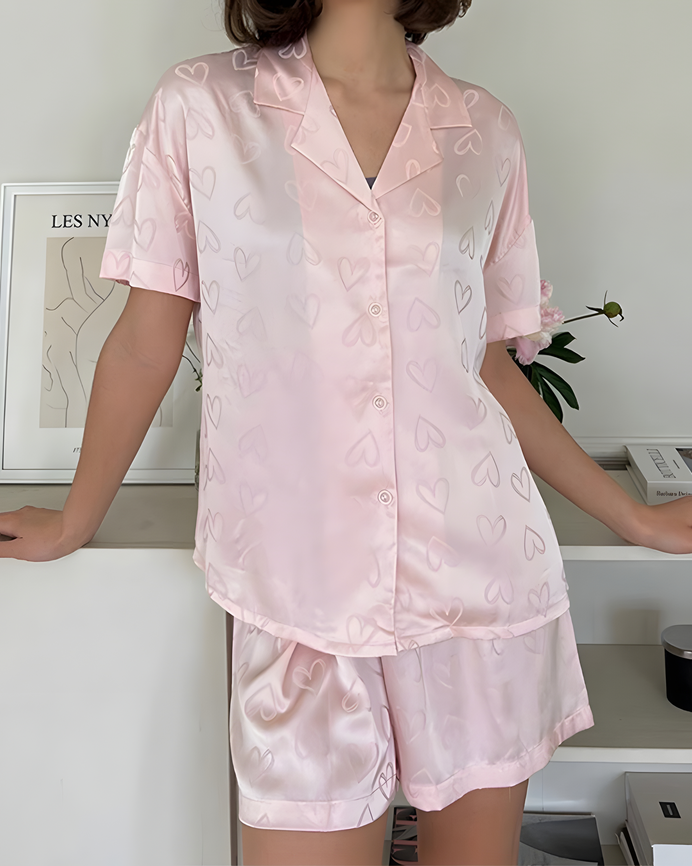 Fashion Style Jacquard Short-Sleeved Pajama Set