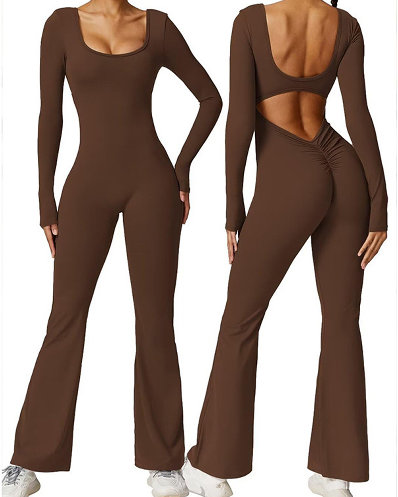 Beautiful Back Long Sleeve Yoga Jumpsuit