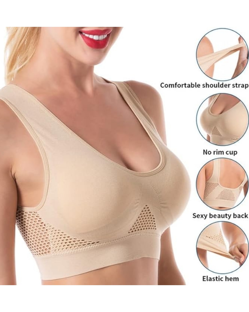 Women's Hollow Out Anti-Sagging High Support Sports Bra Breathable Yoga Top Bras