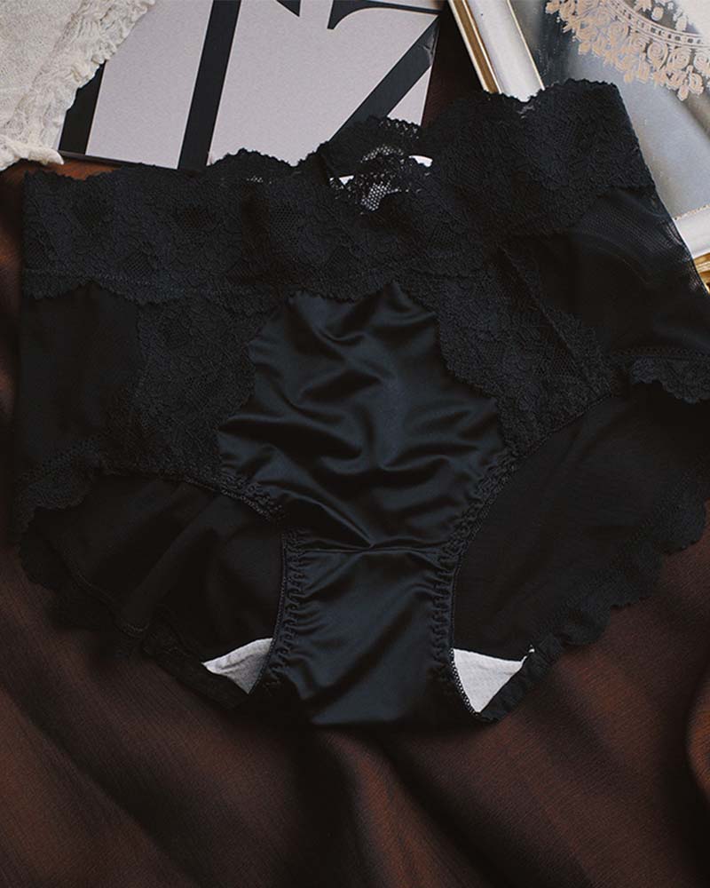 Women's Plus Size Underwear, Ladies Sexy Lace High Waisted Panties, Soft Full Breathable Briefs