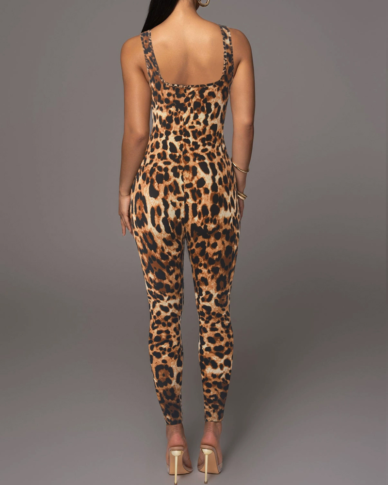 Printed Sleeveless Vest Jumpsuit