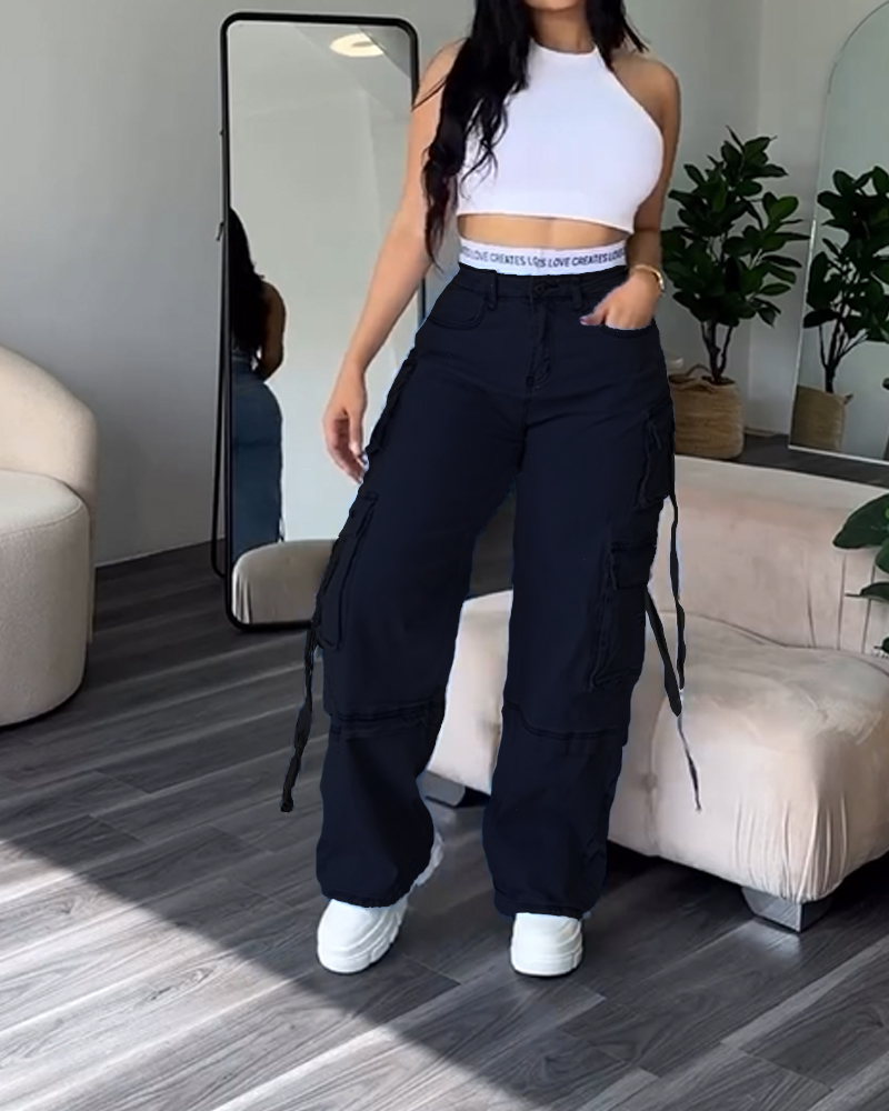 Alphabet Belt Cargo Jeans