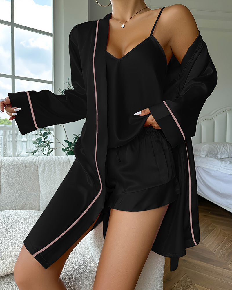 Halter Shorts Nightgown Three-Piece Home Suit