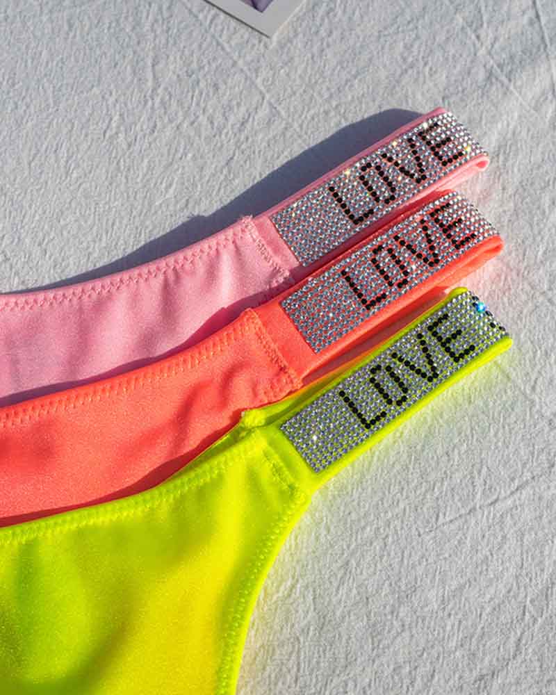 Sexy Low-Waisted Rhinestone Thong In Fine Shiny Fabrics