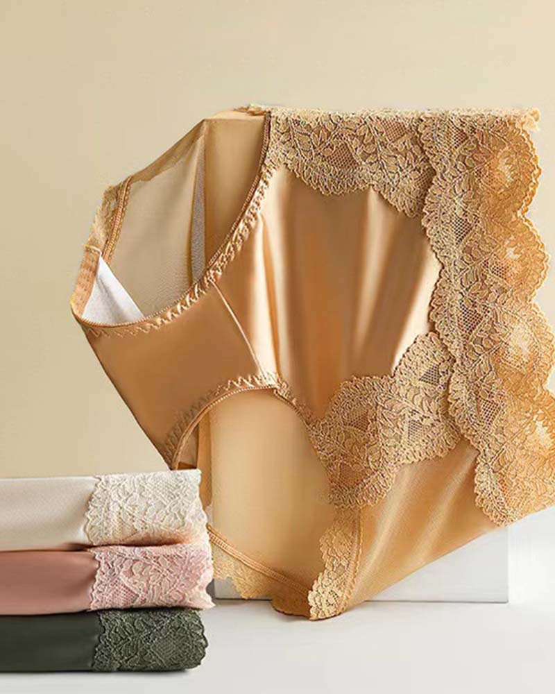 Women's Plus Size Underwear, Ladies Sexy Lace High Waisted Panties, Soft Full Breathable Briefs