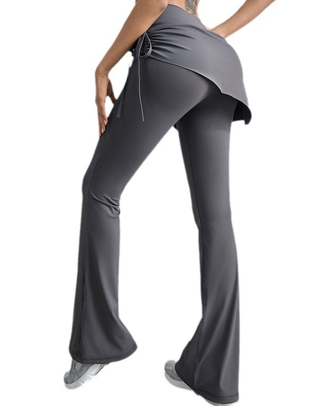Fake Two-Piece Flared Side Drawstring Yoga Pants