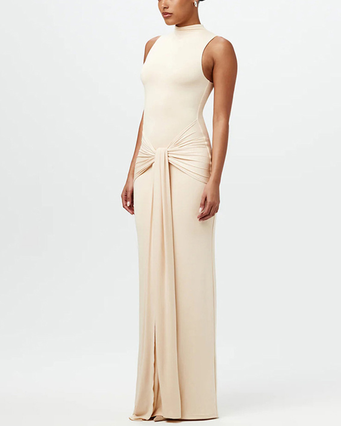 Fashion Solid Color Round Neck Sleeveless Strappy Slim Hip Dress