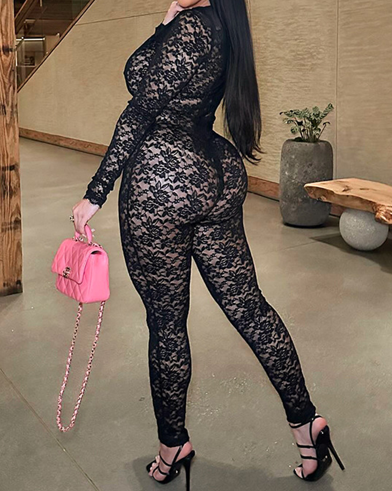 Lace See-Through Sexy Hot Girl Jumpsuit
